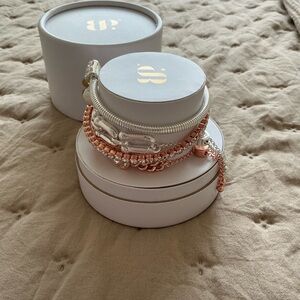 Bomb Party (BP) Silver and Rose Gold Plated Bracelet Set